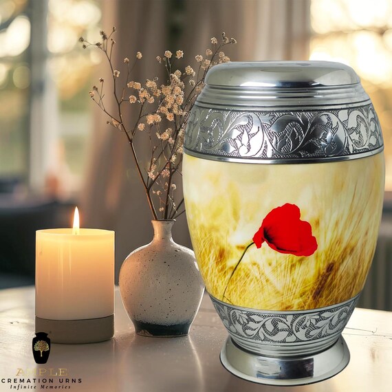 Elegant Meena-Coated Aluminum Cremation Urn - Large (220 cu in) or Keepsake
