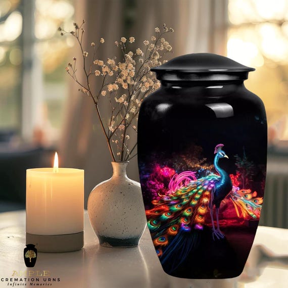 Handcrafted Aluminum Cremation Urn with Meena Coating - Leak-Proof, Large/Keepsake