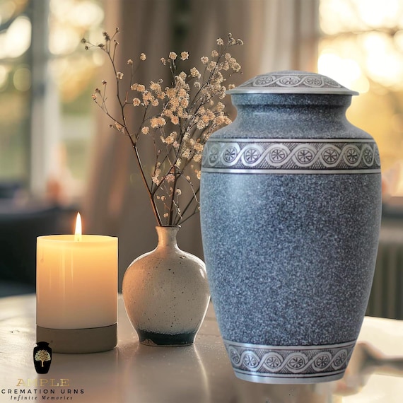 Ample Meena Coated Aluminium Cremation Urn for Ashes – Memorial Funeral Urn for Adult Ashes, Tribute & Memorial Use