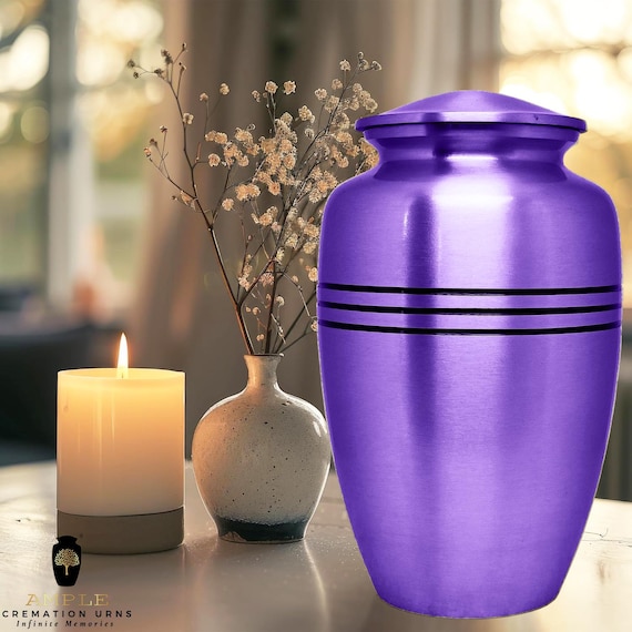 Royal Purple Cremation Urn – Brushed Aluminum Memorial Urn