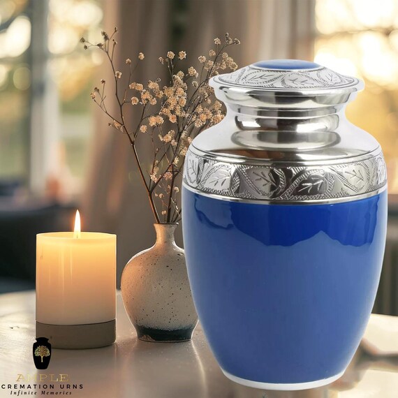Handcrafted Aluminum Cremation Urn – Meena Coated, Engraving Included