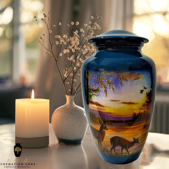 Ample Cremation Urns Aluminium Cremation Vessel with Elegant Handcrafted Design for Honoring Loved Ones’ Final Resting Place