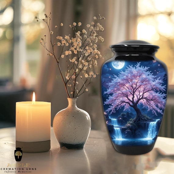 Ample Cremation Urns Aluminium Cremation Vessel with Elegant Handcrafted Design for Honoring Loved Ones’ Final Resting Place