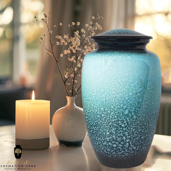Handcrafted Aluminum Cremation Urn – Meena Coated, Large (220 cu in)