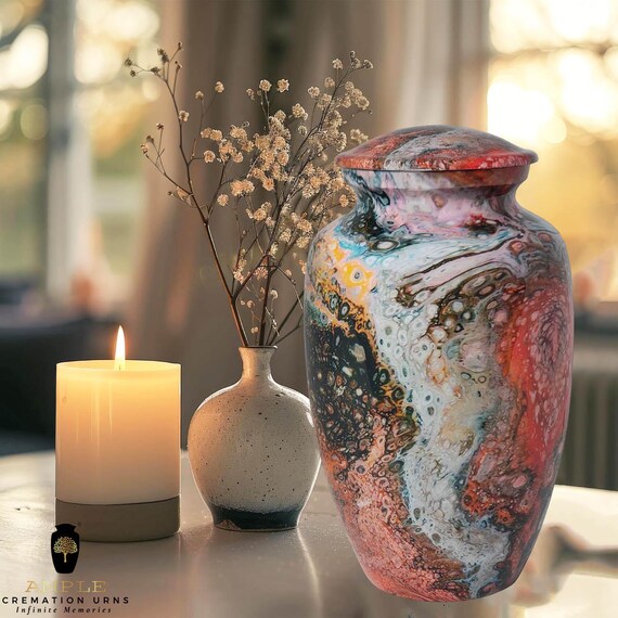 Handcrafted Aluminum Cremation Urn with Meena Coating – Elegant Memorial