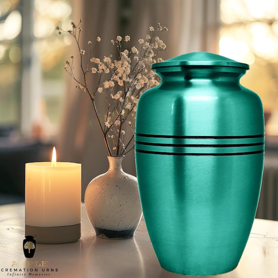 Three Band Cremation Urn for Human Ashes - Large Adult Memorial Urn - Classic Funeral Tribute or Personalized Engraved Burial Keepsake