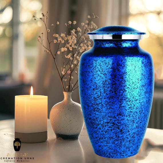 Handcrafted Meena-Coated Cremation Urn – Large (220 Cu), Keepsake (3 Cu), Engraving Available