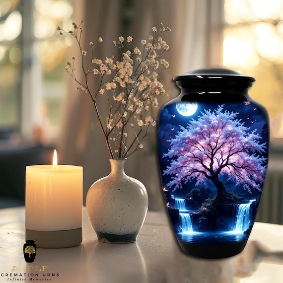 Ample Cremation Urns Aluminium Cremation Vessel with Elegant Handcrafted Design for Honoring Loved Ones’ Final Resting Place