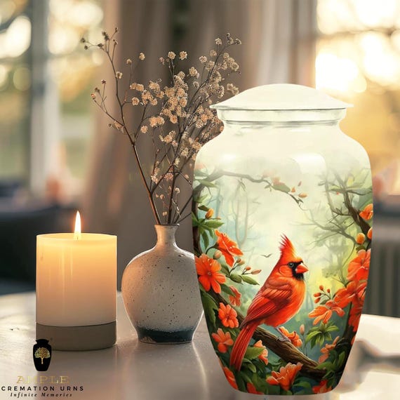 Cardinal Aluminum Cremation Urn – Tranquil Remembrance, Meena Coating