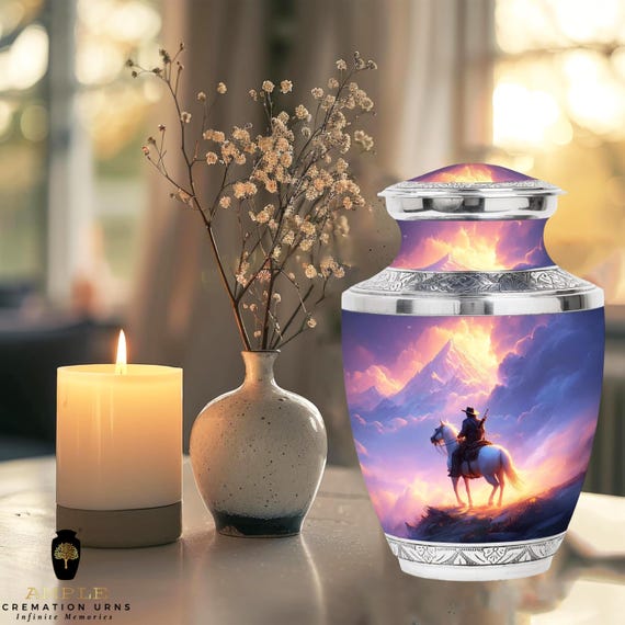 Meena Coated Cremation Urn: Handcrafted Aluminum Memorial Vessel