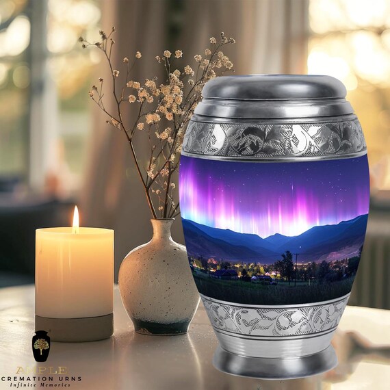 Meena-Coated Aluminum Cremation Urn - Elegant Memorial, Keepsake Size