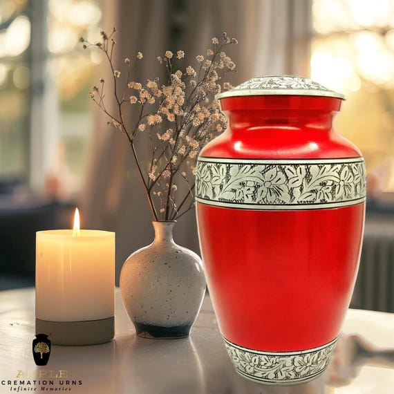 Meena-Coated Aluminum Cremation Urn - Large, Engravable Memorial