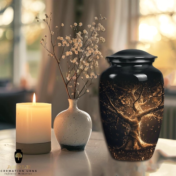 Ample Cremation Urns Aluminium Cremation Vessel with Elegant Handcrafted Design for Honoring Loved Ones’ Final Resting Place
