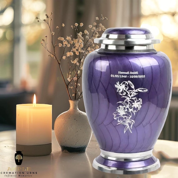 Handcrafted Aluminum Cremation Urn – Large Meena Coating, Engraving Option