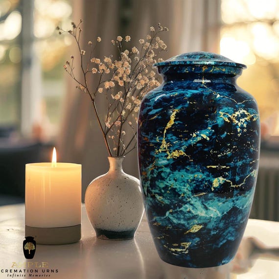 Handcrafted Meena Coated Aluminum Cremation Urn – Elegant Memorial Keepsake