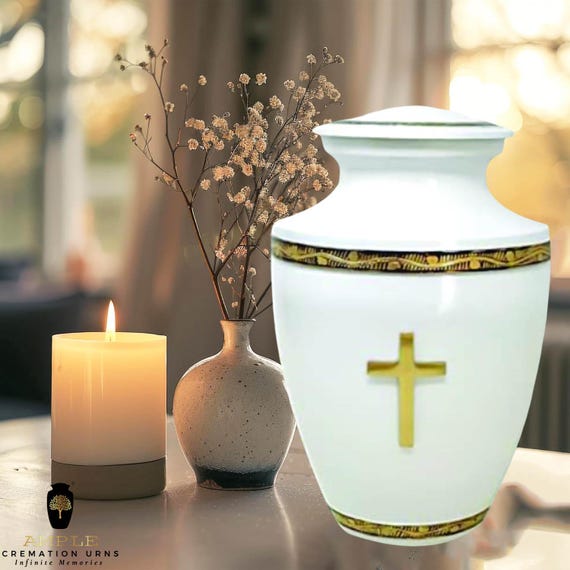 Handcrafted Meena Coated Cremation Urn - Elegant Memorial Keepsake