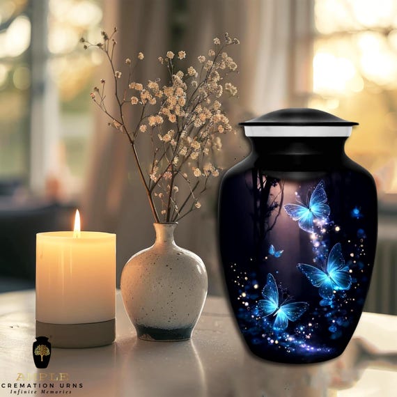 Ample Cremation Urns Aluminium Cremation Vessel with Elegant Handcrafted Design for Honoring Loved Ones’ Final Resting Place