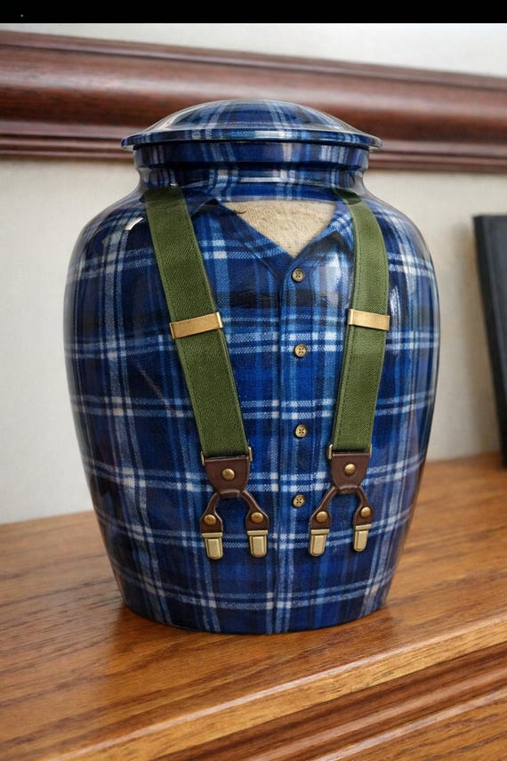 Plaid Flannel Shirt Cremation Urn – Unique Tribute Memorial Urn for Ashes