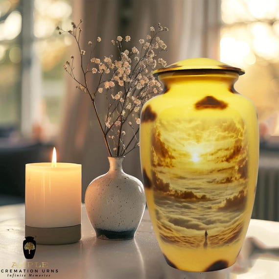 Engravable Aluminum Cremation Urn | Adult Funeral Urn (10.5"x6.5")