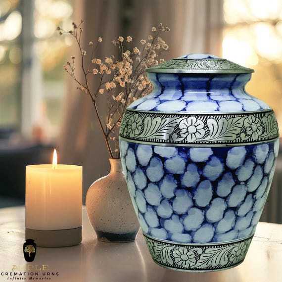 Handcrafted Meena Coated Cremation Urn – Elegant Memorial Keepsake