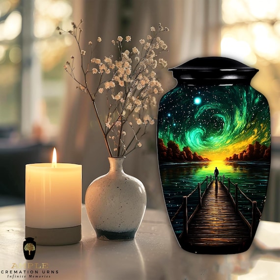 Meena Coated Cremation Urn: Handcrafted Aluminum Memorial Vessel