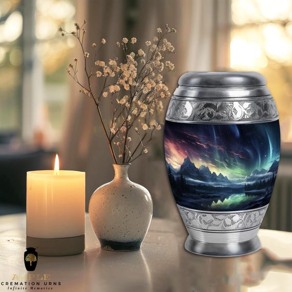 Ample Cremation Urns Aluminium Cremation Vessel with Elegant Handcrafted Design for Honoring Loved Ones’ Final Resting Place