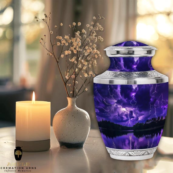 Meena Coated Cremation Urn: Handcrafted Aluminum Memorial Vessel