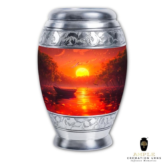 Ample Cremation Urns Aluminium Cremation Vessel with Elegant Handcrafted Design for Honoring Loved Ones’ Final Resting Place