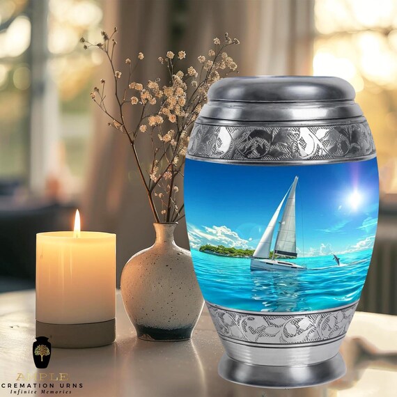 Ample Meena Coated Aluminium Cremation Urn for Ashes – Memorial Funeral Urn for Adult Ashes, Tribute & Memorial Use