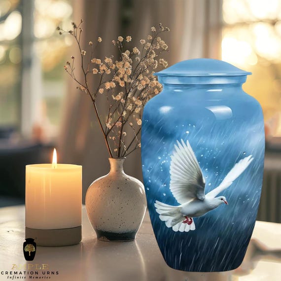 Handcrafted Aluminum Cremation Urn with Meena Coating - Large or Keepsake
