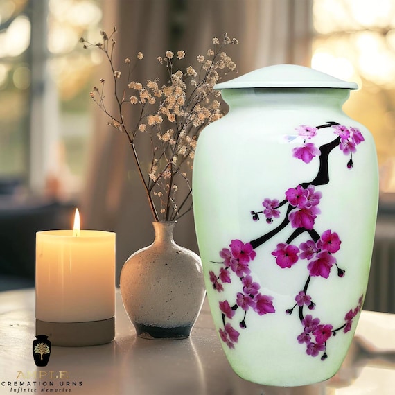 Meena Coated Aluminum Cremation Urn – Floral Memorial Art