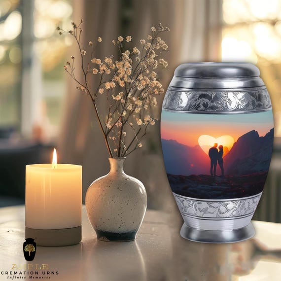 Handcrafted Meena Coated Cremation Urn - Elegant Aluminum Memorial Vessel