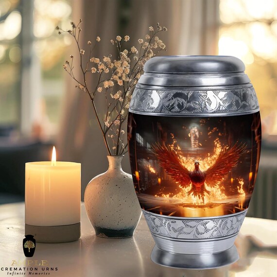 Ample Meena Coated Aluminium Cremation Urn for Ashes – Memorial Funeral Urn for Adult Ashes, Tribute & Memorial Use