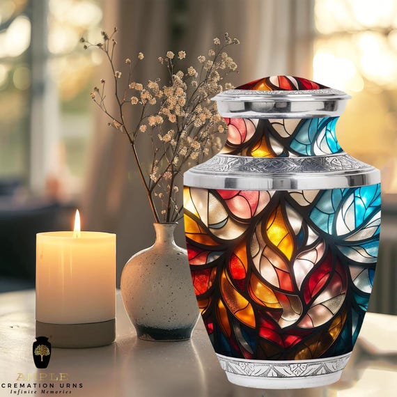 Ample Meena Coated Aluminium Cremation Urn for Ashes – Memorial Funeral Urn for Adult Ashes, Tribute & Memorial Use