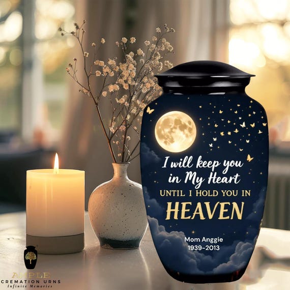 Ample Meena Coated Aluminium Cremation Urn for Ashes – Memorial Funeral Urn for Adult Ashes, Tribute & Memorial Use