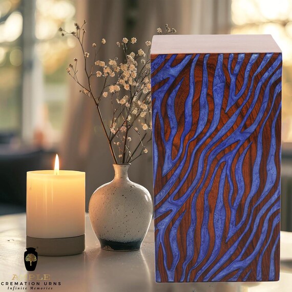 Handcrafted Wooden Cremation Urn with Elegant Leaf Inlay