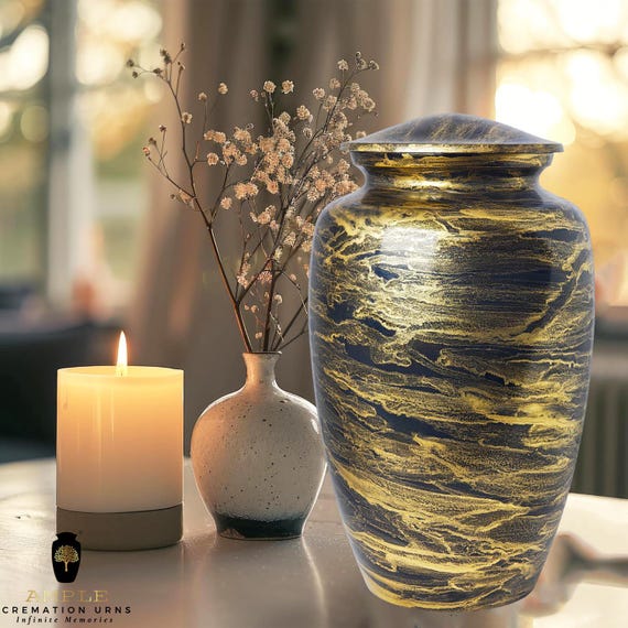 Meena Coated Aluminum Cremation Urn - Large 220 cu in, Leakproof