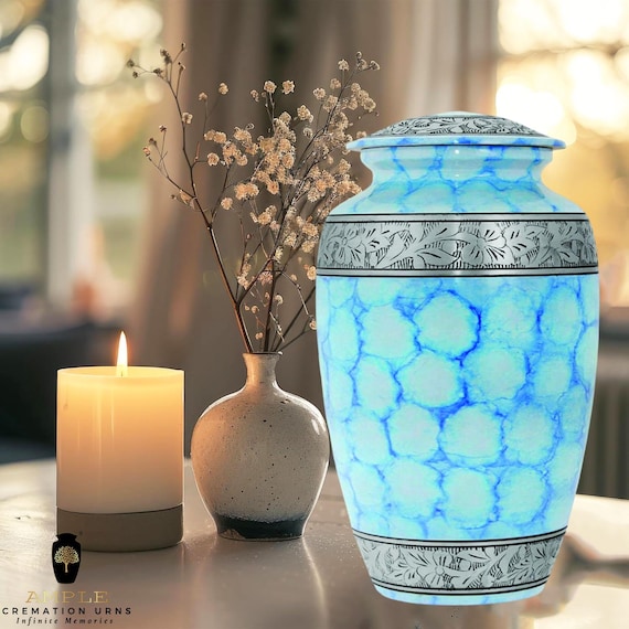Handcrafted Meena Cremation Urn – 'Infinite Memories' Aluminum Memorial