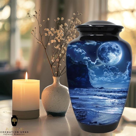 Meena-Coated Cremation Urn – Engravable Aluminum Memorial, Leakproof