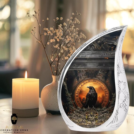 Handcrafted Meena-Coated Urn – Contoured Aluminum Design, Elegant Memorial