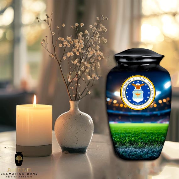 Ample Cremation Urns Aluminium Cremation Vessel with Elegant Handcrafted Design for Honoring Loved Ones’ Final Resting Place