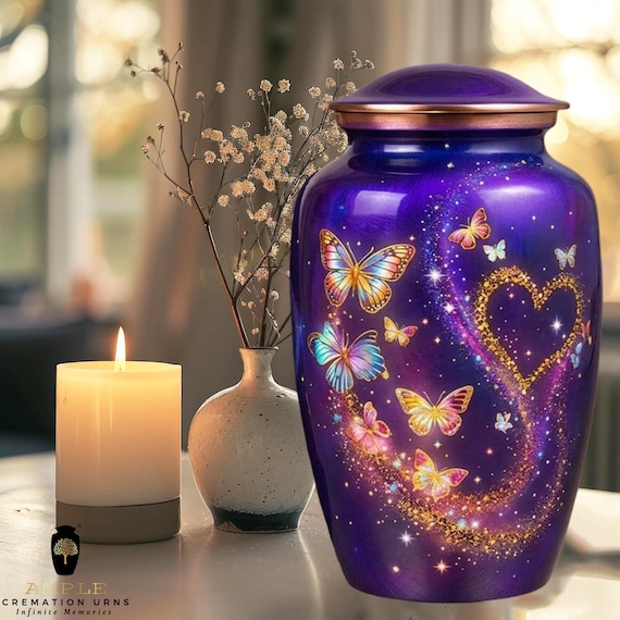 Ethereal Butterfly Heart Tribute Cremation Vessel with Elegant Handcrafted Design for Honoring Loved Ones’ Final Resting Place