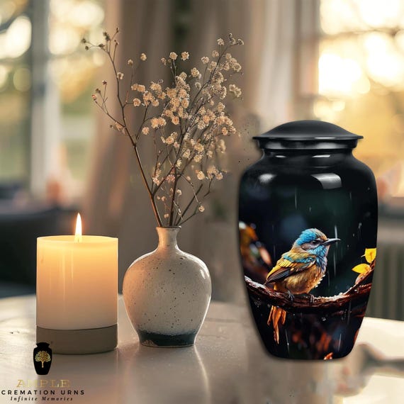 Ample Cremation Urns Aluminium Cremation Vessel with Elegant Handcrafted Design for Honoring Loved Ones’ Final Resting Place