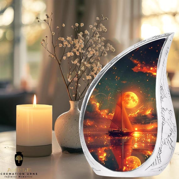 Handcrafted Meena-Coated Cremation Urn – Oval Memorial, Engravable