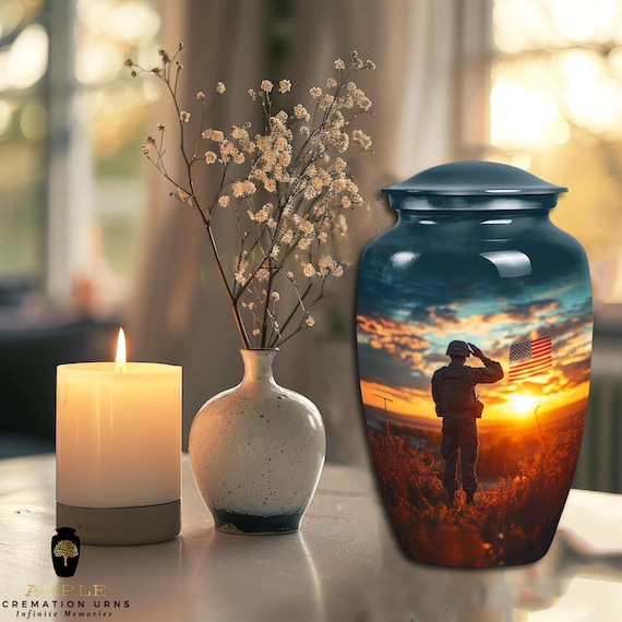 Ample Cremation Urns Aluminium Cremation Vessel with Elegant Handcrafted Design for Honoring Loved Ones’ Final Resting Place