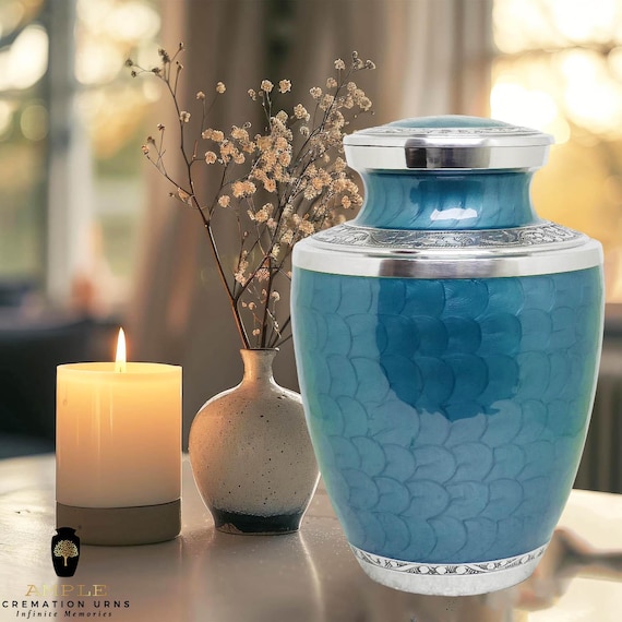 Handcrafted Aluminum Cremation Urn – Elegant Meena Coating, Keepsake or Adult Size