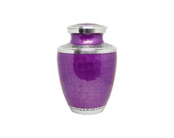 Ample Cremation Urn-Handcrafted Purple Mosaic Urn with Silver Accents-Human Ashes Holder-Cremation Urn for Men-Cremation Urn for women