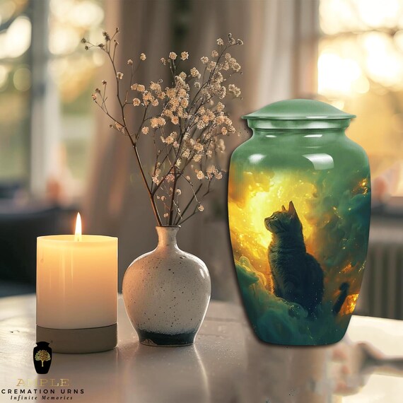 Handcrafted Meena Coated Cremation Urn: Elegant Memorial Vessel