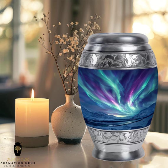Ample Cremation Urns Aluminium Cremation Vessel with Elegant Handcrafted Design for Honoring Loved Ones’ Final Resting Place