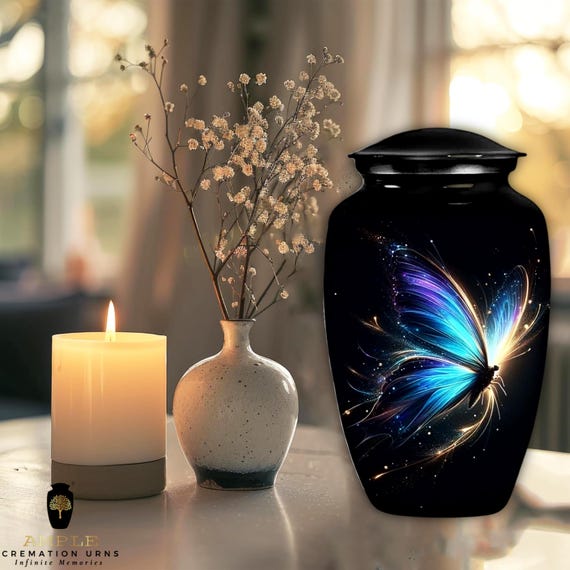 Handcrafted Aluminium Cremation Urn with Meena Coating